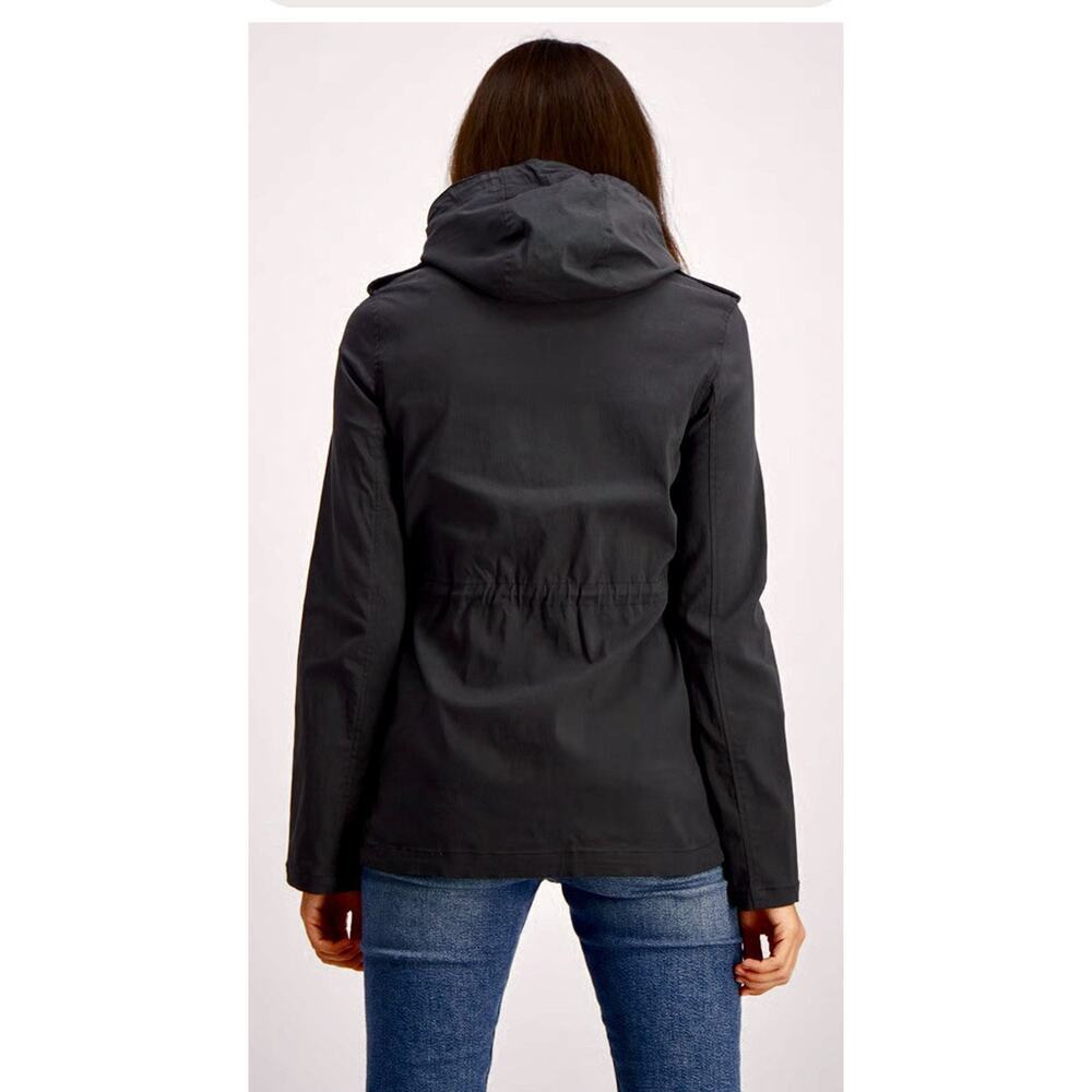 Eden Society Holly Hooded Utility Cargo Jacket L Dark Gray Drawstring Waist - Picture 6 of 14